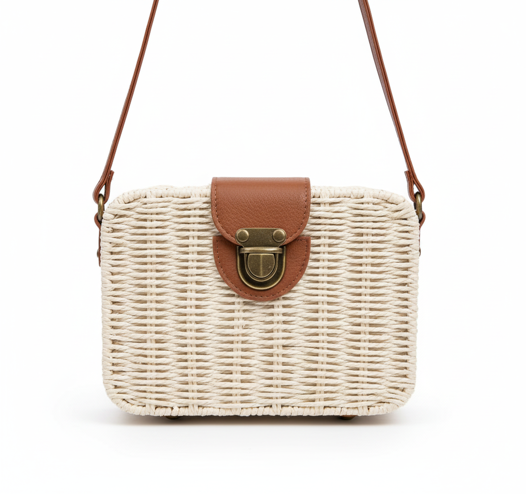 CARTERA DE TEJIDO CREMA