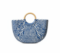 CARTERA DE TEJIDO AZUL CON BEIGE