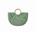 CARTERA DE TEJIDO VERDE CON BLANCO