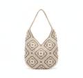 CARTERA DE TEJIDO BEIGE CON MARRON