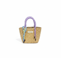 CARTERA DE TEJIDO BEIGE CON MORADO