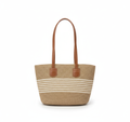 CARTERA DE TEJIDO MARRON CLARO CON BEIGE