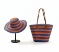 CARTERA DE TEJIDO AZUL CON NARANJA