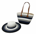 CARTERA DE TEJIDO BLANCO CON GRIS Y AZUL