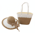 CARTERA DE TEJIDO BLANCO CON MARRON
