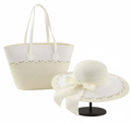 CARTERA DE TEJIDO BLANCO CON BEIGE