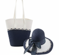 CARTERA DE TEJIDO BLANCO CON AZUL