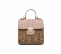 CARTERA DE TEJIDO ROSADO CON MARRON