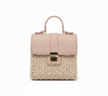 CARTERA DE TEJIDO ROSADO CON BEIGE