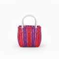 CARTERA DE TEJIDO ROSADO CON MORADO Y ROJO