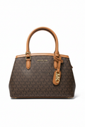 CARTERA DE PLASTICO MARRON CON NARANJA