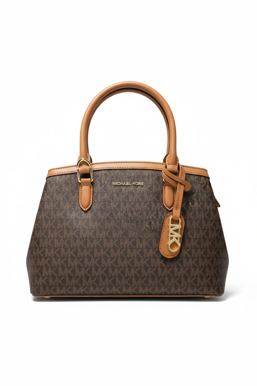 CARTERA DE PLASTICO MARRON CON NARANJA
