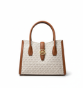 CARTERA DE PLASTICO MARRON CON BLANCO