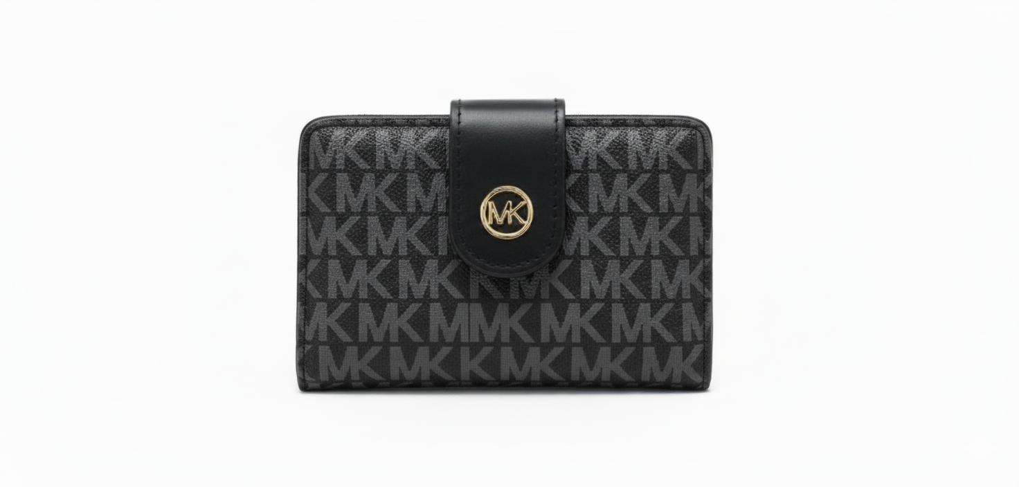 CARTERA DE PLASTICO GRIS CON NEGRO