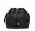 CARTERA DE PLASTICO NEGRO CON DORADO