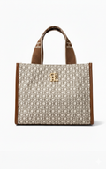 CARTERA DE PLASTICO BEIGE CON MARRON