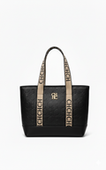 CARTERA DE PLASTICO NEGRO CON LETRA DORADA