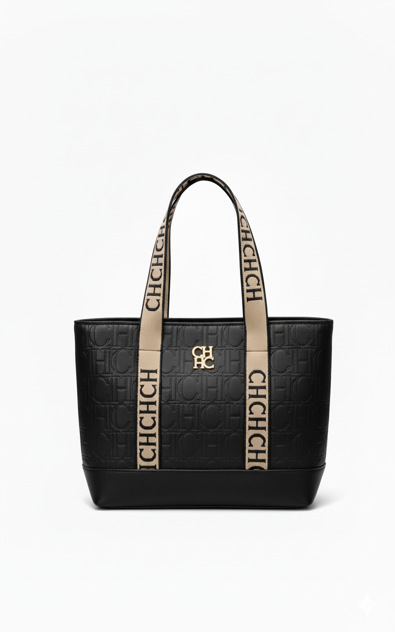 CARTERA DE PLASTICO NEGRO CON LETRA DORADA