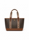 CARTERA DE PLASTICO BEIGE CON MARRON OSCURO