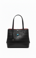 CARTERA DE PLASTICO NEGRO CON CANDADO AZUL