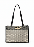 CARTERA DE PLASTICO BEIGE CON GRIS