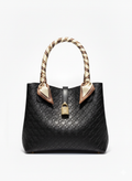 CARTERA DE PLASTICO NEGRO CON CANDADO DORADO