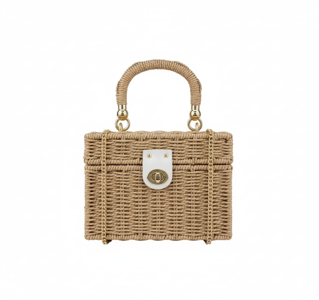 CARTERA DE MIMBRE MARRON CLARO