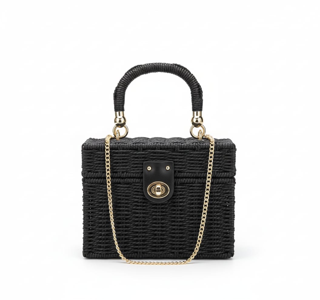 CARTERA DE MIMBRE NEGRO