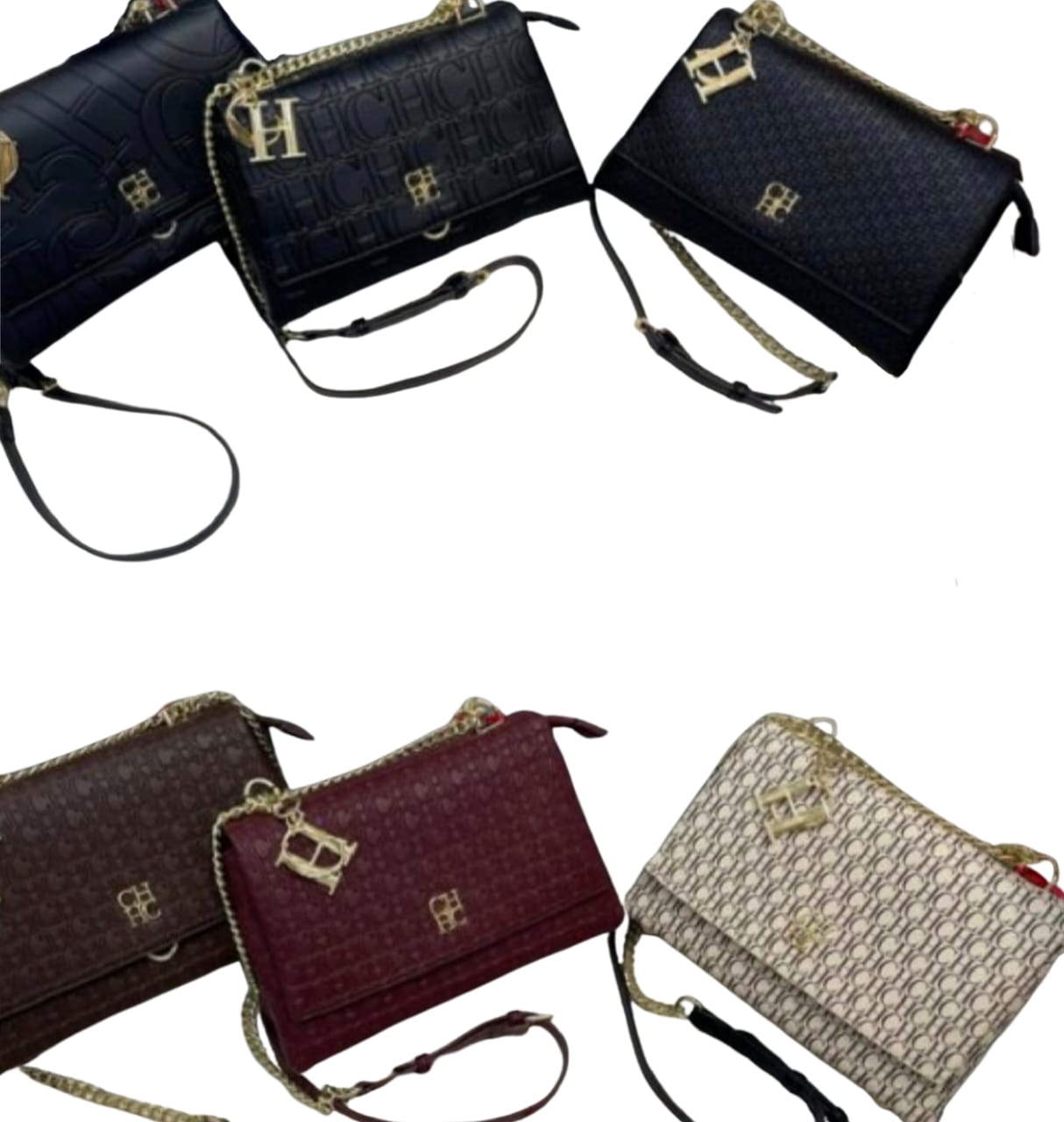 CARTERA BANDOLERA CAROLINA HERRERA CON MONOGRAMA Y CADENA