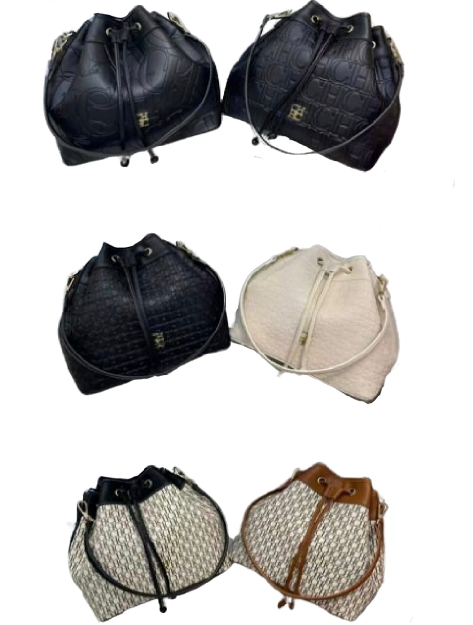 BOLSO CAROLINA HERRERA CON MONOGRAMA Y CIERRE FRUNCIDO