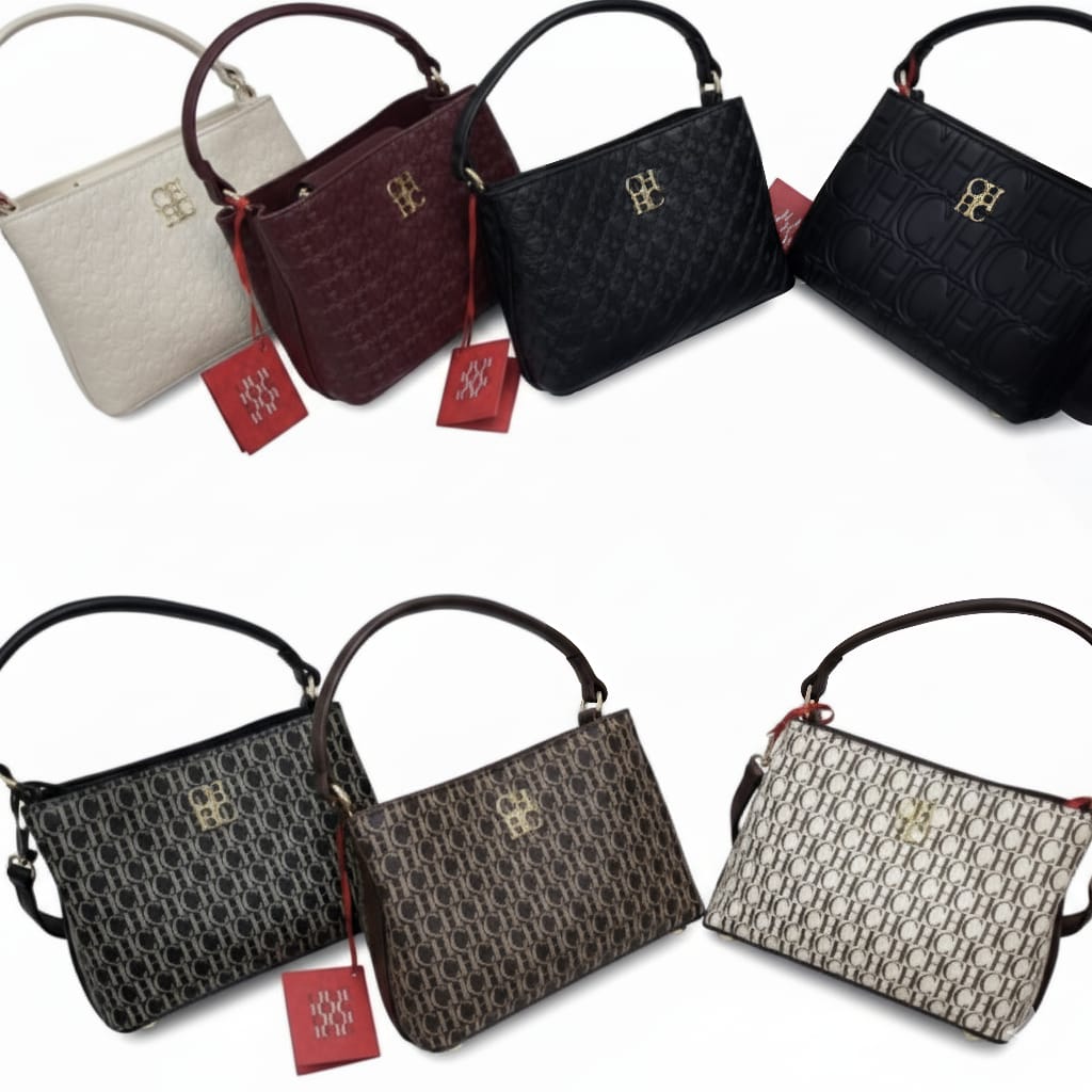 CARTERA CAROLINA HERRERA DE HOMBRO CON MONOGRAMA Y ACOLCHADO