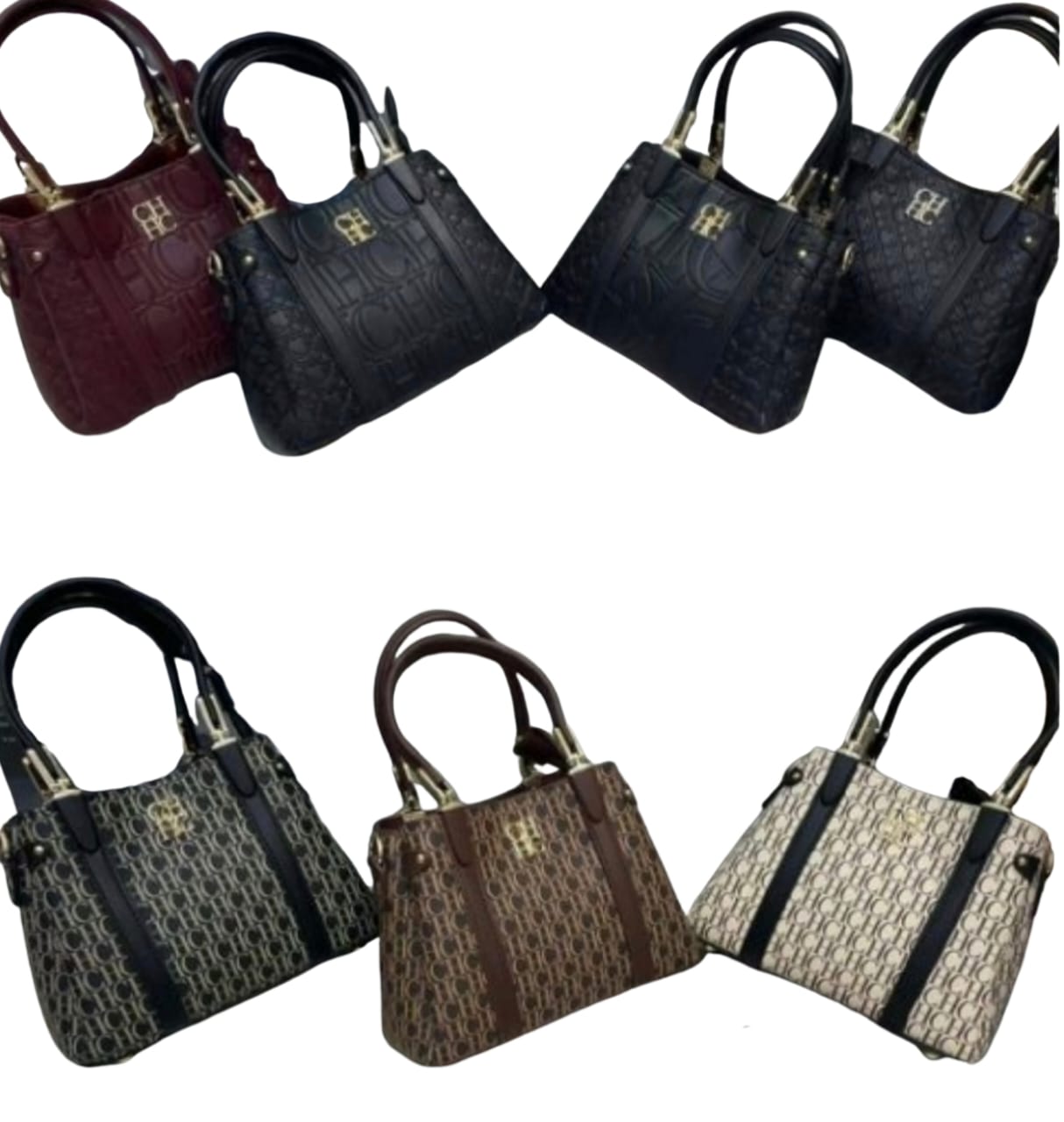 CARTERA SATCHEL CAROLINA HERRERA CON MONOGRAMA Y ASA DE MANO