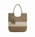 CARTERA DE TEJIDO MARRON CON BEIGE
