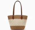 CARTERA DE TEJIDO MARRON CON BLANCO
