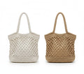 CARTERA TOTE DE MALLA TEJIDA CON BASE PLANA