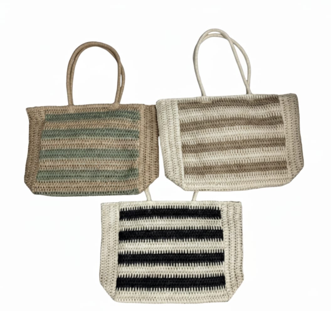 CARTERA TOTE DE TEJIDO RAYADO