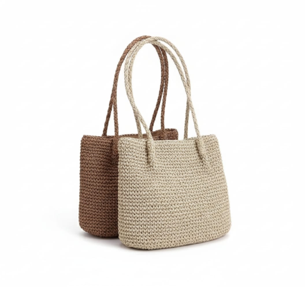 CARTERA TOTE DE TEJIDO DE MANO