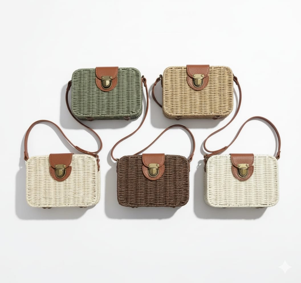 CARTERA BANDOLERA RECTANGULAR DE TEJIDO
