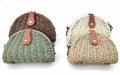 CARTERA CLUTCH SEMILUNA DE TEJIDO CON CIERRE DE PIEL