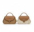 CARTERA SATCHEL DE SOLAPA DE POLIPIEL Y TEJIDO