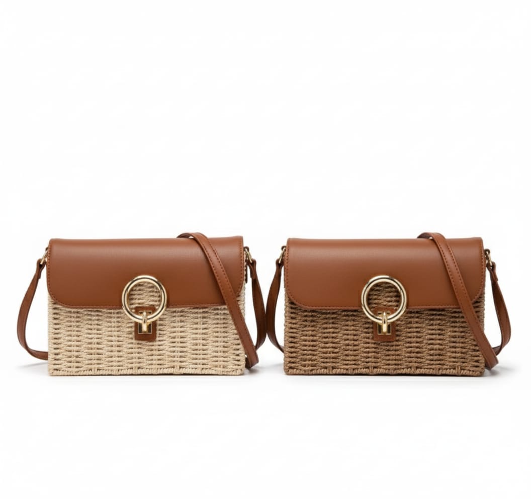 CARTERA BANDOLERA CON SOLAPA DE POLIPIEL MARRON